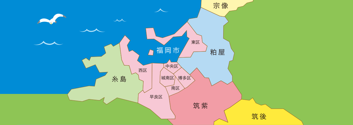 PC版福岡の住宅型有料老人ホームと介護付き有料老人ホームとグループホームおよびケアハウスの分布図
